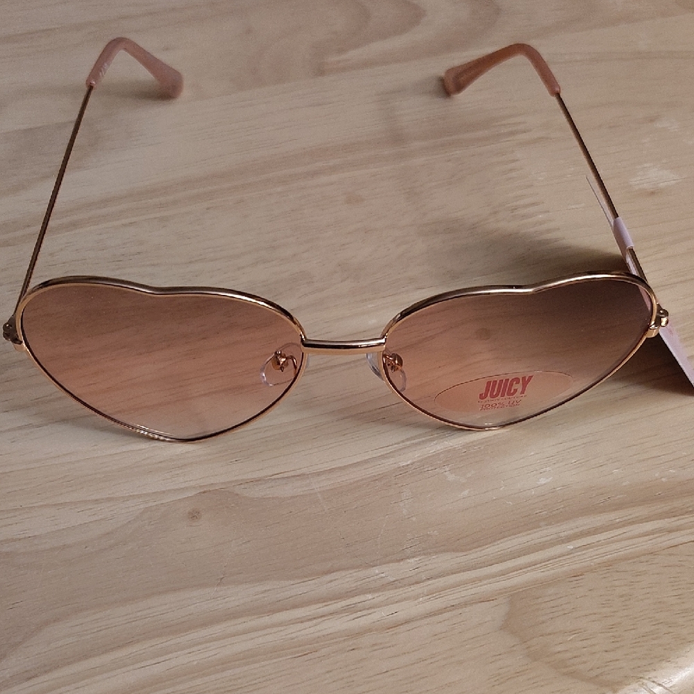 Juicy Couture Rose Gold Shaded Heart Sun Glasses Y2K